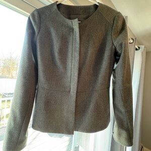 Talbots Women's Gray Collarless Wool-Jacket